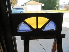 ~ ANTIQUE FANLIGHT STAINED