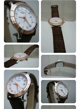 New ROTARY Mens Watch Slim Rose Gold plated Lightweight Brown leather RRP £189