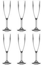 Champagne Flute Clear - Reusable Polycarbonate Plastic - 187ml/6.6oz - Pack of 6