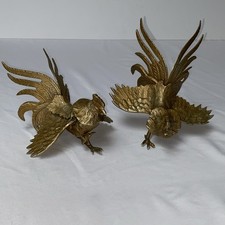 Brass Fighting Cockerels/