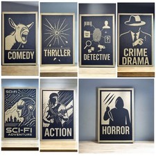 7x Movie Genre Wall Signs