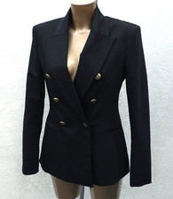 ZARA Black Jacket Size S Longline Double Breasted Blazer Coat