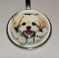 Maltese Dog Necklace Happy