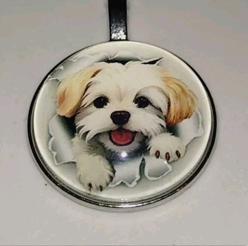Maltese dog necklace happy - maltese,