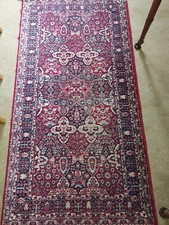 Vintage Kasak worsted wool rug  90cm x 180cm Red & Navy