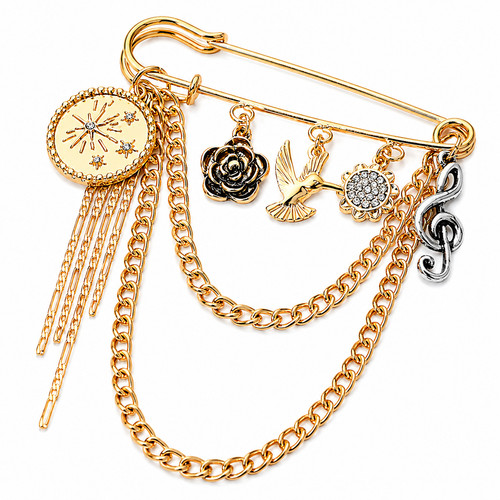 Gold tone safety pin - gold,