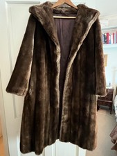 Tissavel Faux Fur Coat Dk Brown Vintage Iconic French 70s label  ex.con 12-14