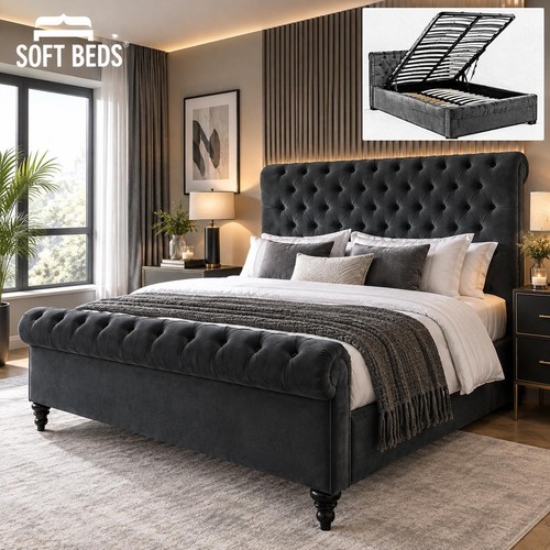 Sleigh scroll bed frame plush - sleigh,