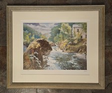 Signed Framed Limited Edition Print "Salmon Leap" by Noel Gregory (105 / 850)