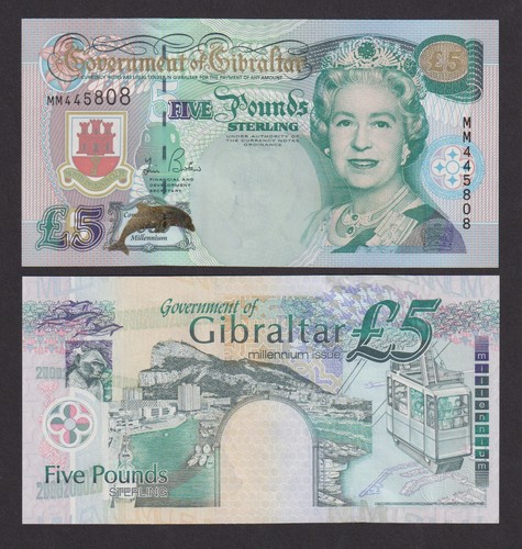 Unc gibraltar five pounds - gibraltar,