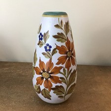 Vintage Gouda Holland, Flora Keramiek ‘Aster Flora' Pottery Vase 22cm Tall