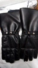 Vintage black leather motorcycle gauntlet gloves