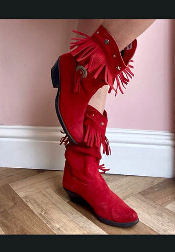 Wrangler red leather fringe - wrangler,