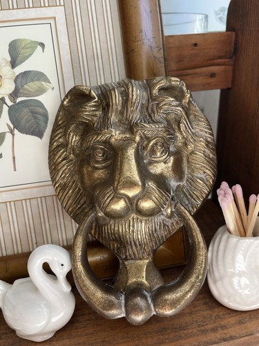 Vintage solid brass lion head - solid,