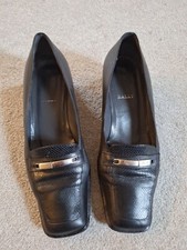 Bally Ladies Black Low Heeled Slip On Shoe With Metal Detail Size 7 Good Used...