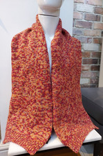 DKNY - Unisex 100% Lambswool Chunky Knit Orange Red Scarf Warm & Cosy WINTER