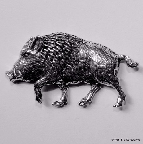 Charging boar pewter pin - boar,
