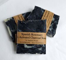 Handmade Spanish Rosemary Charcoal Soap Vegan organic  ingredients 100% NATURAL 