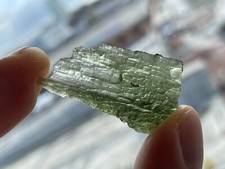 3.4 GRAMS BESEDNICE MOLDAVITE - AERO FLIGHT SHAPED WITH CONCAVE EDGE - JUST WOW!