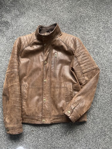 Men leather jacket - men's, brown