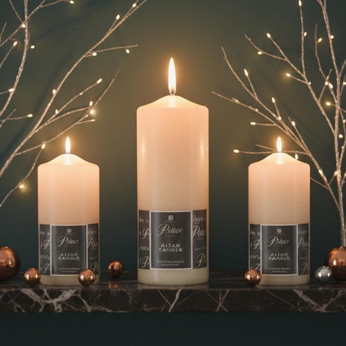 Round pillar candles - round, ivory
