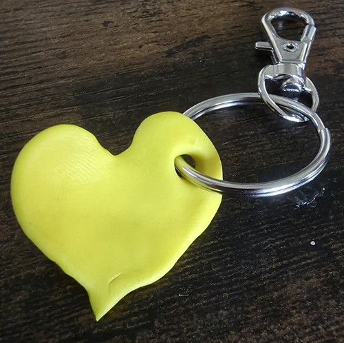 Yellow heart fimo keyring - heart,