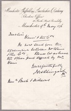 1876 MANCHESTER SHEFFIELD & LINCOLNSHIRE RAILWAY LETTER FROM SOLICITORS OFFICE