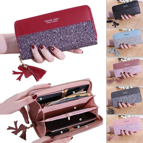 Ladies glitter wallet long zip - glitter,