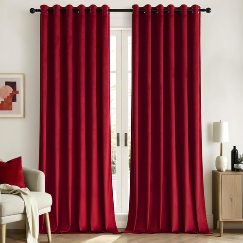 Woaboy red velvet curtains - velvet,