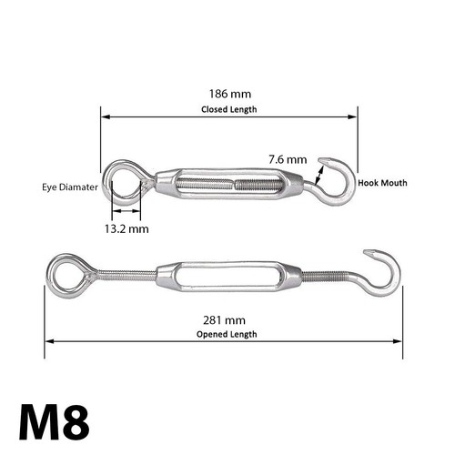 M12 stainless steel hook - steel,