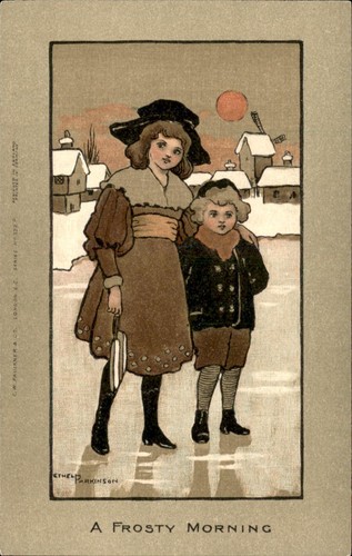 Children frozen pond frosty - pond, a