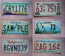 JOB LOT SET 6 ROUGH CONDITION AMERICAN LICENSE NUMBER PLATES #5+1