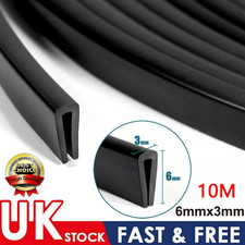 10M Car Door Boot Edge Protector Strip Trim U Shape Guard Seal Rubber BLACK UK