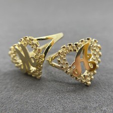10k Solid Gold Rolex Heart Initial Letter Alphabet Ring for Women and Girl