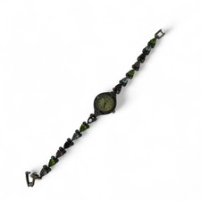 Quartz Marcasite Green Gemstone Watch Womenswear Vintage Costume - Preloved