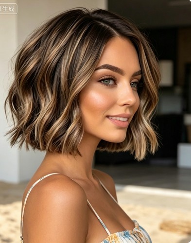 Short caramel brown blonde - short,