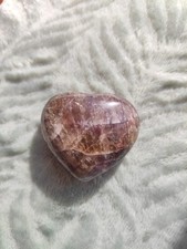 Lepidolite Crystal Heart with Natural Mica Inclusions | Polished