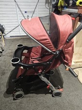 Foldable Reclining Baby Stroller Buggy Pram w/ Rain Cover & Footmuff Red