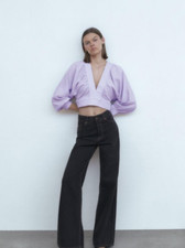 Zara Lilac Crop Puff Sleeve