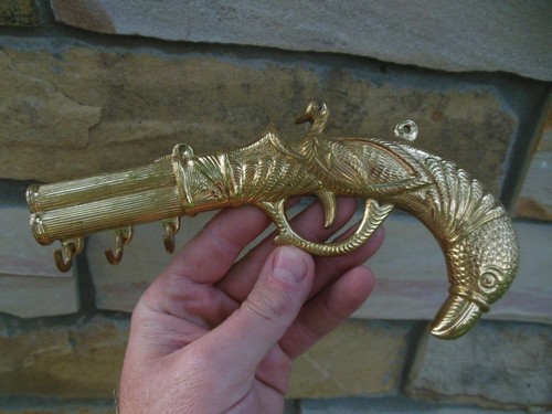 Vintage mcm brass key - key, holder