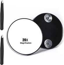 Mirror Travel Beauty Mirror Kit 3.5" 20X Magnifying Suction  + 2 Tweezers
