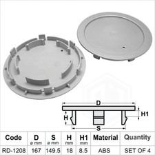 4x Alloy wheel center caps