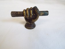 Antique old brass fist and scroll safe door handle,would make a good paperweight