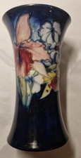 Moorcroft Orchid vase - featuring  hand-painted designs of orchids - 15 cm tall
