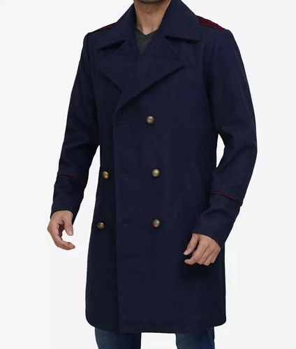 Men navy blue wool - men’s, coat
