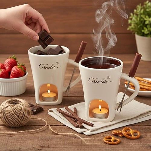 2pcs ceramic chocolate fondue - ceramic,