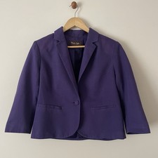 Phase Eight Purple Cropped Button Formal Jacket 14 Linen Blend Blazer Pockets