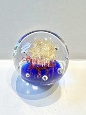 Vintage Glass Paperweight Blue