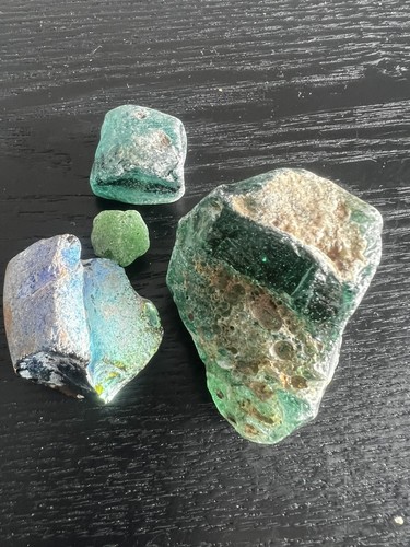 Glass slag and one - and,