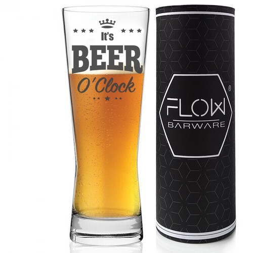 Beer clock pint glass - beer, o'clock